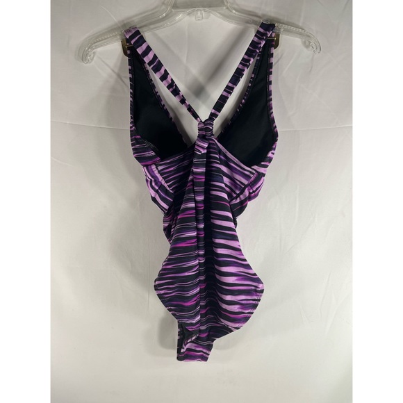 NWOT Catalina Women’s Swimsuit Purple Stripe Sz XL (12-14) Still Has Protection - Picture 2 of 9